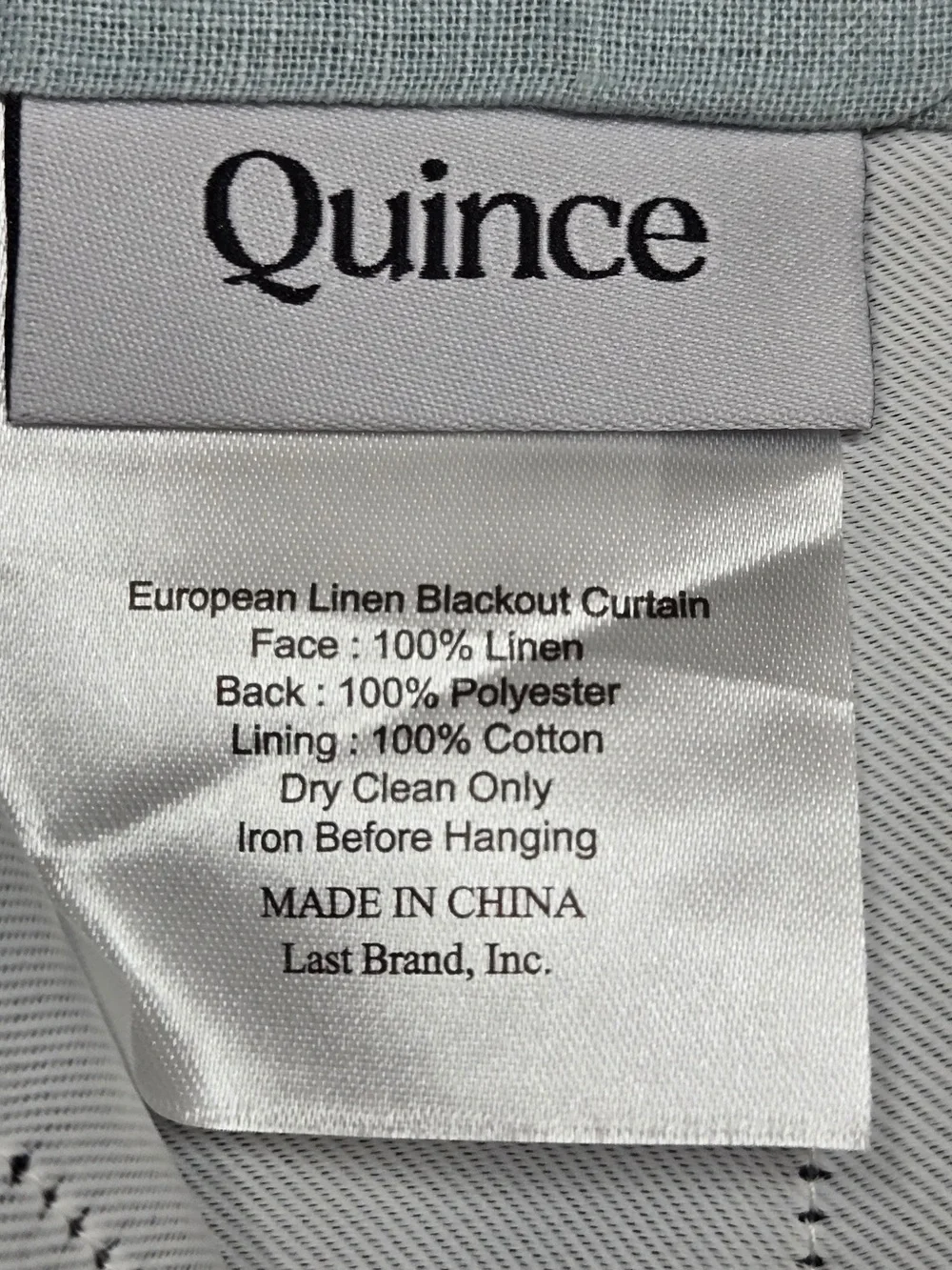 NWT QUINCE Set Of 2 48x84 European Linen True Blackout Curtains Light Blue 9022